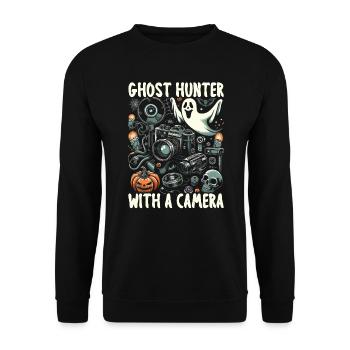 Photographie drôle de caméraman de costume d'Halloween - Sweat-shirt Unisexe - noir - Devant - Alina (178cm) & Michal (187cm)