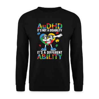 Audhd-behinderung er Autismus Adhs - Unisex Pullover - Schwarz - Vorne - Alina (178cm) & Michal (187cm)