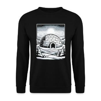 Iglu Eisschnee-Flocke Winter - Unisex Pullover - Schwarz - Vorne - Alina (178cm) & Michal (187cm)