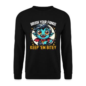 Funny Halloween costume dentist tooth - Unisex Sweatshirt - black - Front - Alina (178cm) & Michal (187cm)