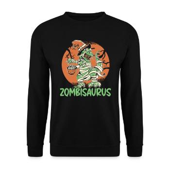 Lustiges Halloween Kostüm Dinosaurier Liebhaber - Unisex Pullover - Schwarz - Vorne - Alina (178cm) & Michal (187cm)