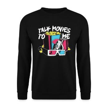 Quote "movie-cinema-lover-popcorn-movie watching" - Unisex Sweatshirt - black - Front - Alina (178cm) & Michal (187cm)