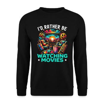Citation « ciné-ciné-amateur de pop-corn-film » - Sweat-shirt Unisexe - noir - Devant - Alina (178cm) & Michal (187cm)