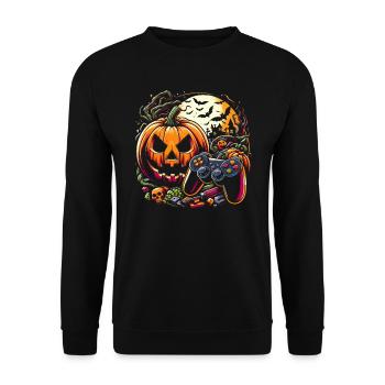 Lustiges Halloween-kostüm Gamer Nerd - Unisex Pullover - Schwarz - Vorne - Alina (178cm) & Michal (187cm)