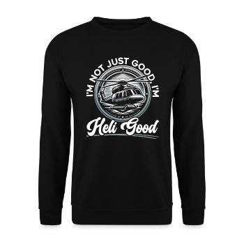 Hubschrauberpilot Fliegt - Unisex Pullover - Schwarz - Vorne - Alina (178cm) & Michal (187cm)