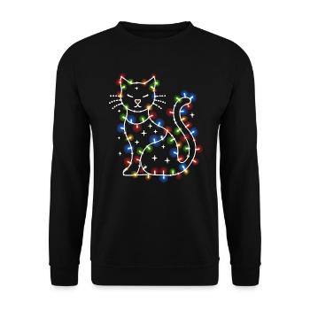 Cat Christmas Holiday Time - Unisex Sweatshirt - black - Front - Alina (178cm) & Michal (187cm)