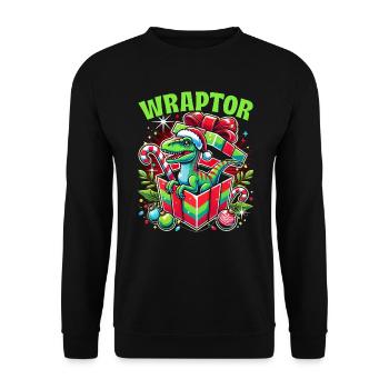 Dinosaur Christmas Santa Claus Christmas - Unisex Sweatshirt - black - Front - Alina (178cm) & Michal (187cm)