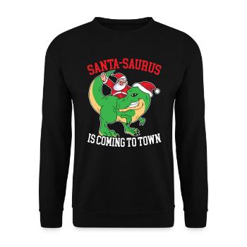 Dinosaur Christmas Tree, Santa Claus, - Unisex Sweatshirt - black - Front - Alina (178cm) & Michal (187cm)
