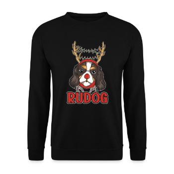 Chien, Temps Des Vacances De Noël, Père Noël, - Sweat-shirt Unisexe - noir - Devant - Alina (178cm) & Michal (187cm)