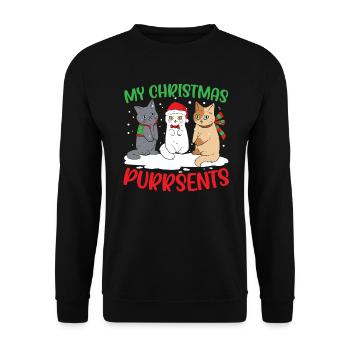 Cat Christmas Holiday Time - Unisex Sweatshirt - black - Front - Alina (178cm) & Michal (187cm)