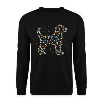 Chien, Temps Des Vacances De Noël, Père Noël, - Sweat-shirt Unisexe - noir - Devant - Alina (178cm) & Michal (187cm)