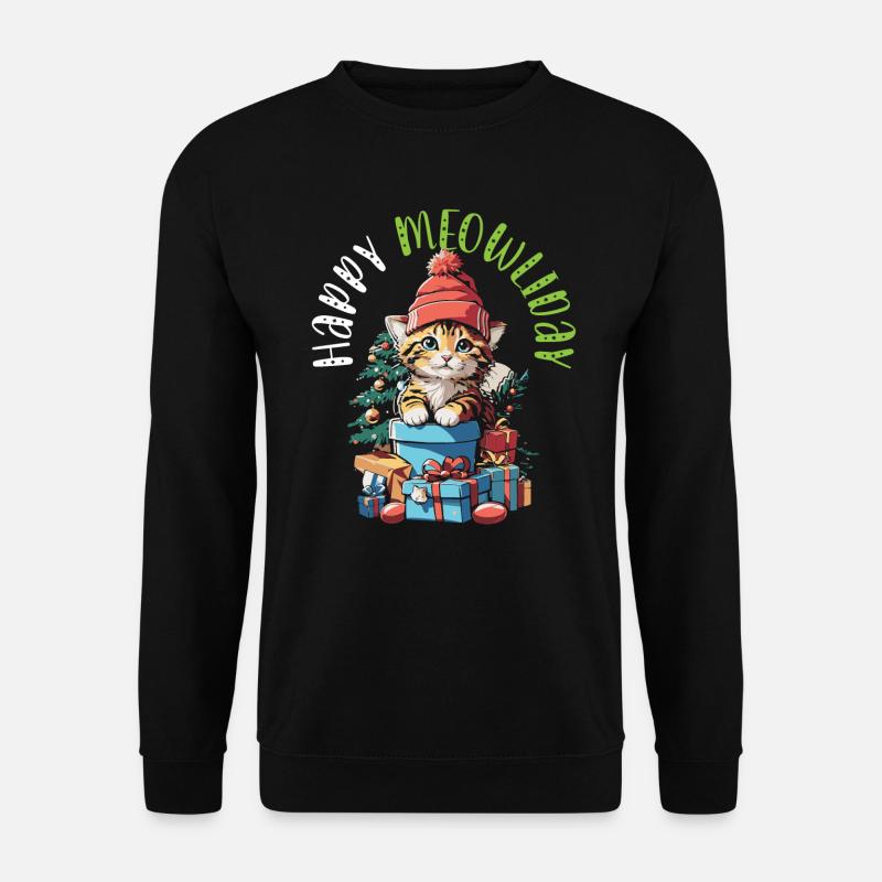 Cat Christmas Holiday Time - Unisex Sweatshirt - black