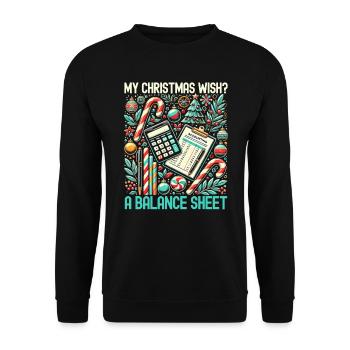 Père Noël comptable de Noël drôle - Sweat-shirt Unisexe - noir - Devant - Alina (178cm) & Michal (187cm)