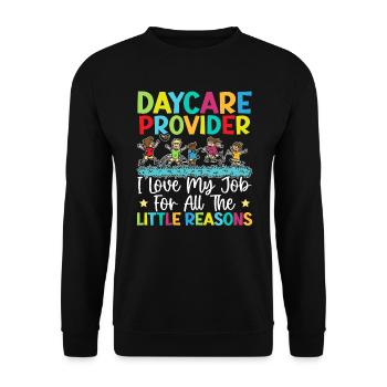 Enseignante de maternelle Assistante maternelle, Éducatrice à l’enfance - Sweat-shirt Unisexe - noir - Devant - Alina (178cm) & Michal (187cm)