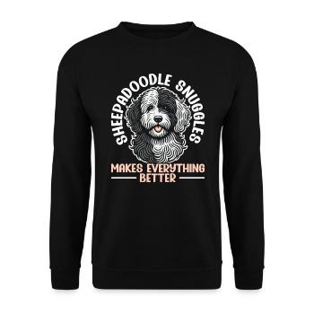 Chien Sheepadoodle mignon - Sweat-shirt Unisexe - noir - Devant - Alina (178cm) & Michal (187cm)
