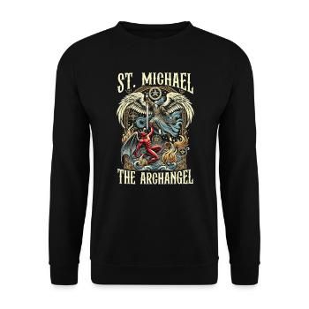 Saint Michel Archange Prière Catholique - Sweat-shirt Unisexe - noir - Devant - Alina (178cm) & Michal (187cm)