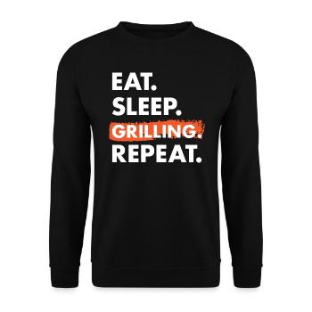 Griller Eat Sleep Grilling - Unisex Pullover - Schwarz - Vorne - Alina (178cm) & Michal (187cm)
