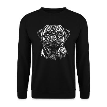 Pug Portrait Dog Dogs - Unisex Sweatshirt - black - Front - Alina (178cm) & Michal (187cm)