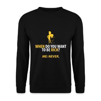 Niemals reich! - Unisex Pullover - Schwarz - Vorne - Alina (178cm) & Michal (187cm)