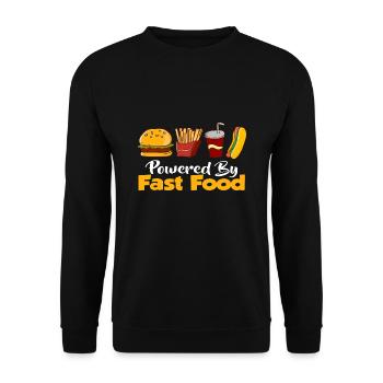 Powered by fast food - Unisex Sweatshirt - black - Front - Alina (178cm) & Michal (187cm)