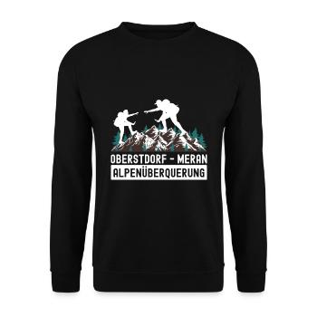 Crossing the Alps Oberstdorf Merano E5 long-distance hiking trail - Unisex Sweatshirt - black - Front - Alina (178cm) & Michal (187cm)