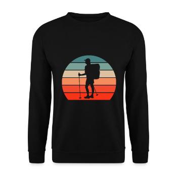 Wandern Geschenkidee Wanderer Berge Trekking - Unisex Pullover - Schwarz - Vorne - Alina (178cm) & Michal (187cm)
