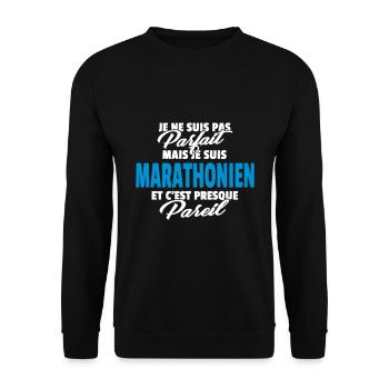 Pas parfait mais marathonien - Sweat-shirt Unisexe - noir - Devant - Alina (178cm) & Michal (187cm)