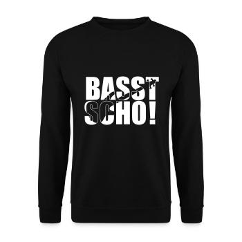 Bass Player Gift BASST SCHO BASS PLAYER Bassist - Unisex Pullover - Schwarz - Vorne - Alina (178cm) & Michal (187cm)