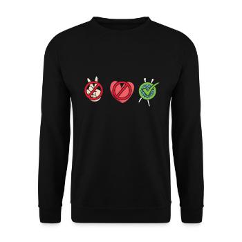 Knitter Peace Love Knitting - Unisex Sweatshirt - black - Front - Alina (178cm) & Michal (187cm)