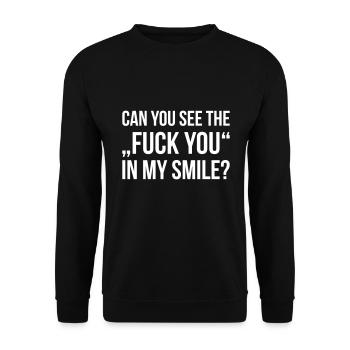 CAN YOU SEE THE FUCK YOU IN MY SMILE - Unisex Pullover - Schwarz - Vorne - Alina (178cm) & Michal (187cm)