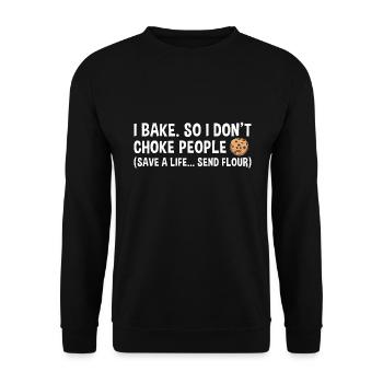 La cuisson sauve une vie... Envoyer un cookie de farine - Sweat-shirt Unisexe - noir - Devant - Alina (178cm) & Michal (187cm)