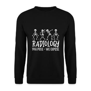 Radiologie Skulls dabbing | Radiologie Skulls - Unisex Pullover - Schwarz - Vorne - Alina (178cm) & Michal (187cm)