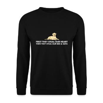 First They Steal Our Heart Labrador Retriever - Unisex Sweatshirt - black - Front - Alina (178cm) & Michal (187cm)