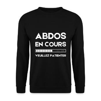 abs in progress please wait! sport - Unisex Sweatshirt - black - Front - Alina (178cm) & Michal (187cm)