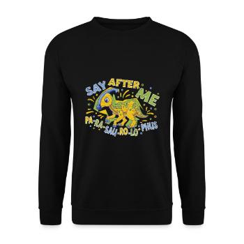 Parasaurolophus Kinder Geschenk Dinosaurier - Unisex Pullover - Schwarz - Vorne - Alina (178cm) & Michal (187cm)