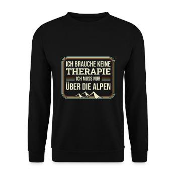 Brauche Keine Therapie Alpen Alpenüberquerung - Unisex Pullover - Schwarz - Vorne - Alina (178cm) & Michal (187cm)
