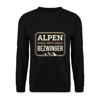 Alpenbezwinger 2023 Alpenüberquerung Finisher - Unisex Pullover - Schwarz - Vorne - Alina (178cm) & Michal (187cm)