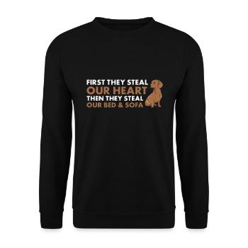 D’abord, ils volent notre cœur teckel - Sweat-shirt Unisexe - noir - Devant - Alina (178cm) & Michal (187cm)