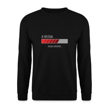 Je réfléchis veuillez patienter cadeau humour - Sweat-shirt Unisexe - noir - Devant - Alina (178cm) & Michal (187cm)
