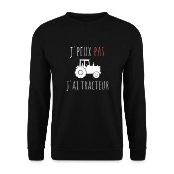 j'peux pas j'ai tracteur cadeau anniversaire - Sweat-shirt Unisexe - noir - Devant - Alina (178cm) & Michal (187cm)