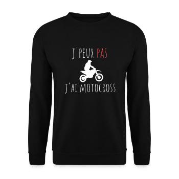 j'peux pas j'ai motocross cadeau anniversaire - Sweat-shirt Unisexe - noir - Devant - Alina (178cm) & Michal (187cm)