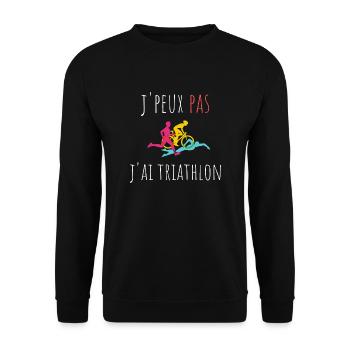 j'peux pas j'ai triathlon cadeau anniversaire - Sweat-shirt Unisexe - noir - Devant - Alina (178cm) & Michal (187cm)