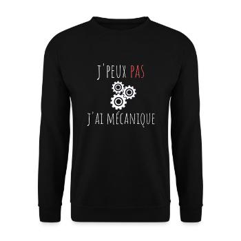 j'peux pas j'ai mécanique cadeau anniversaire - Sweat-shirt Unisexe - noir - Devant - Alina (178cm) & Michal (187cm)