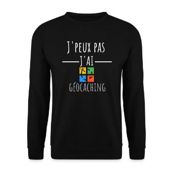 j'peux pas j'ai géocaching cadeau anniversaire - Sweat-shirt Unisexe - noir - Devant - Alina (178cm) & Michal (187cm)