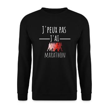 j'peux pas j'ai marathon cadeau anniversaire - Sweat-shirt Unisexe - noir - Devant - Alina (178cm) & Michal (187cm)