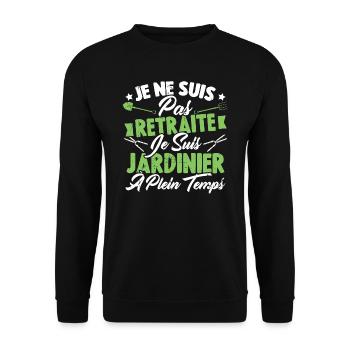 Je ne suis pas retraité je suis jardinier - Sweat-shirt Unisexe - noir - Devant - Alina (178cm) & Michal (187cm)