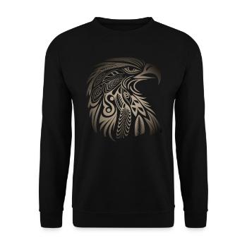 Eagle Eagle Head Feathers Tribal Tattoo Style Bird - Unisex Sweatshirt - black - Front - Alina (178cm) & Michal (187cm)