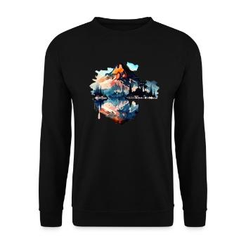 t-shirt paysage montagne cadeau anniversaire - Sweat-shirt Unisexe - noir - Devant - Alina (178cm) & Michal (187cm)