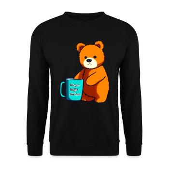 Süßer Morgen Muffel Bärchen mit schlechter Laune - Unisex Pullover - Schwarz - Vorne - Alina (178cm) & Michal (187cm)