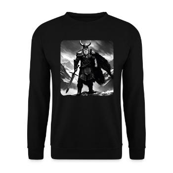 Proud Viking with Horns Helmet Berserker Thor - Unisex Sweatshirt - black - Front - Alina (178cm) & Michal (187cm)